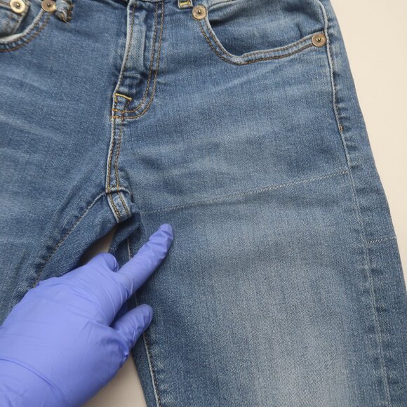 R13 Boy Straight Jeans in Bayliss w Rips Size 25 - Picture 6 of 15